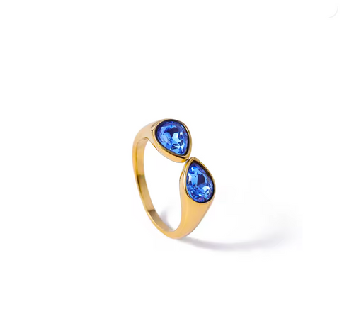 Noemie - Sapphire / resizable / Gold