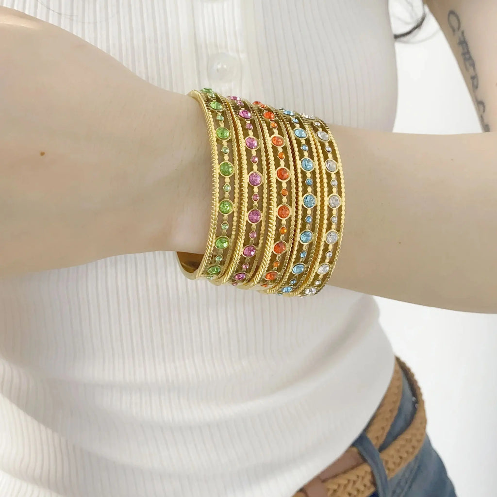 Gold-plated stainless steel bracelet with zircon detail