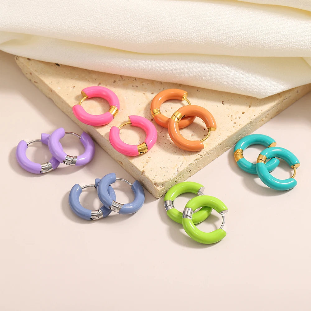 colored earring with gold plated or sil ver detail