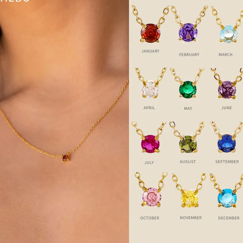 Gold-plated stainless steel necklace with zircon detail
