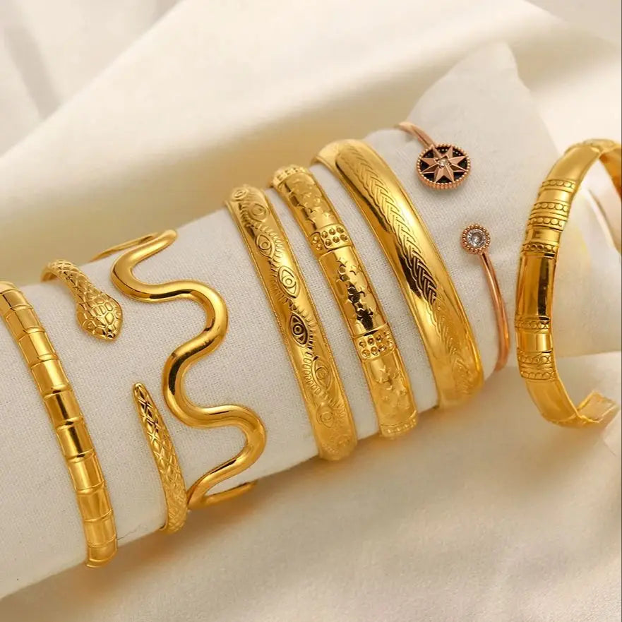 Gold-plated stainless steel cuff bracelet