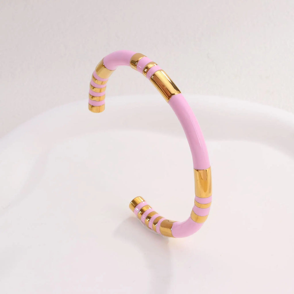 Stainless steel bracelet with colored segments