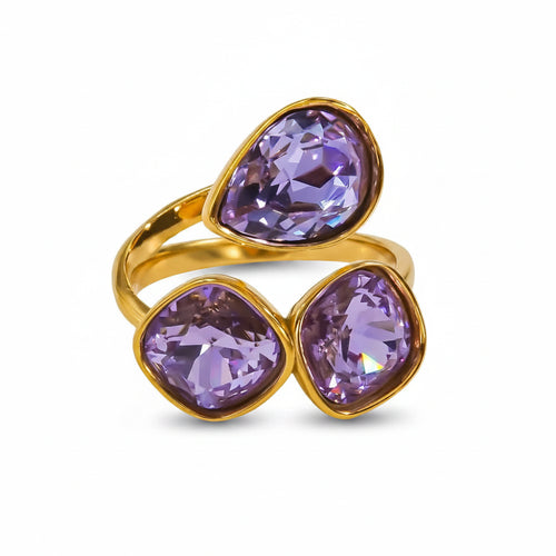 Noemie - Trio Amethyst / resizable / Gold
