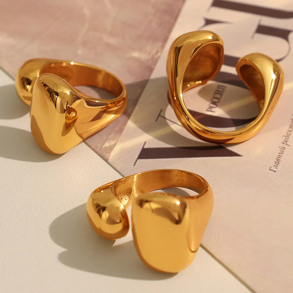 Gold-plated stainless steel ring with smooth finish