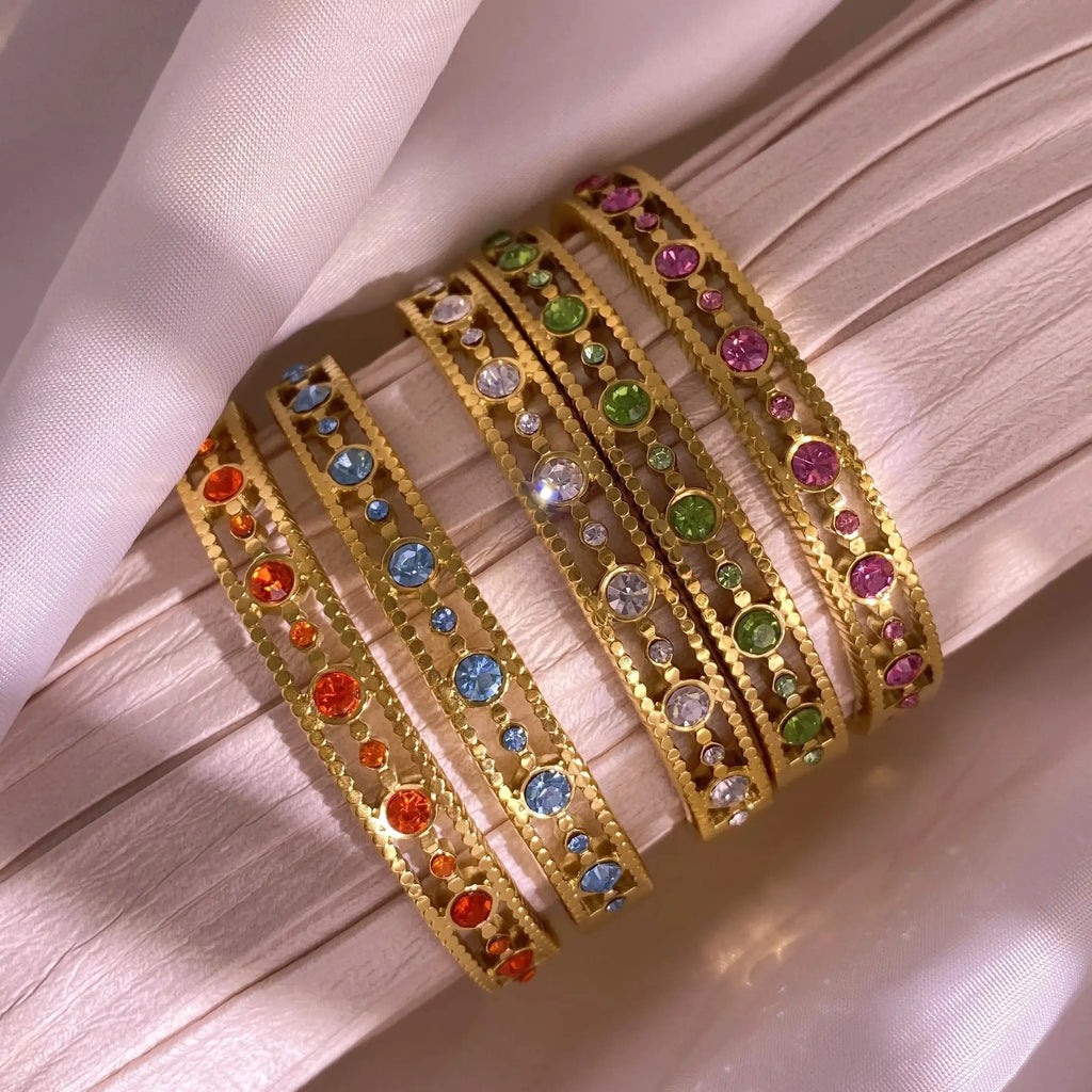 Gold-plated stainless steel bracelet with zircon detail
