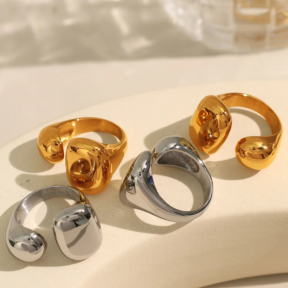 Gold-plated stainless steel ring with smooth finish