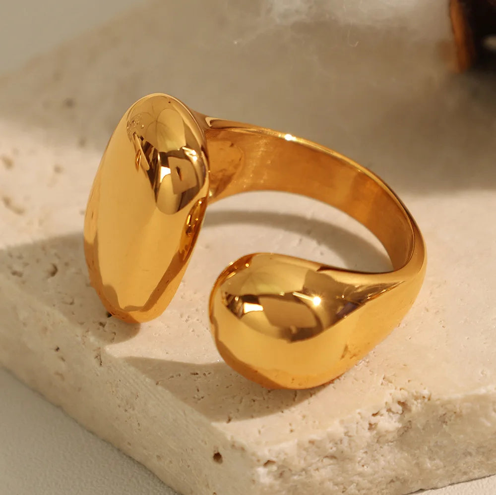 Gold-plated stainless steel ring with smooth finish