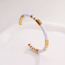 Stainless steel bracelet with colored segments