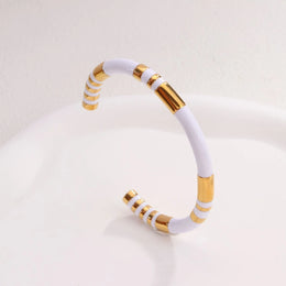 Stainless steel bracelet with colored segments