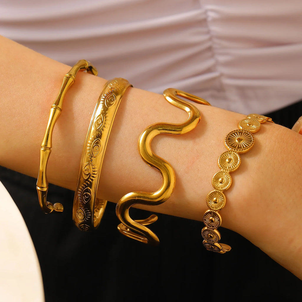 Gold-plated stainless steel cuff bracelet