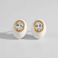 Gold-plated stainless steel colored earrings with colored stone detail
