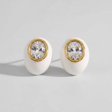 Gold-plated stainless steel colored earrings with colored stone detail