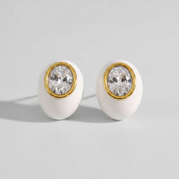 Gold-plated stainless steel colored earrings with colored stone detail