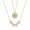 Gold tone floral pendant necklace with zircon detail by Amelya Paris