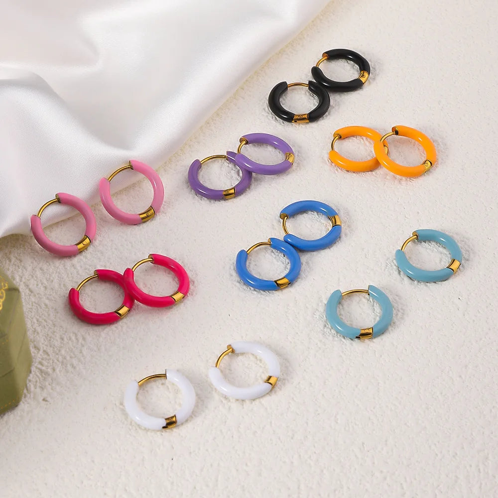 colored earring with gold plated  detail