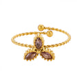 Gold-plated stainless steel ring with colored zircon stones