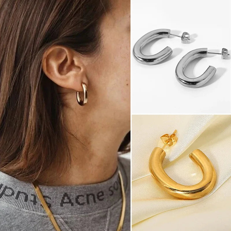 Gold-plated an silver stainless steel earrings