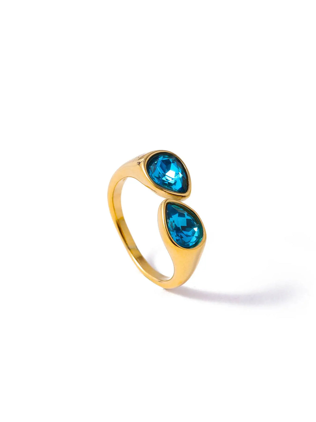 Gold-plated stainless steel ring with colored zircon stones