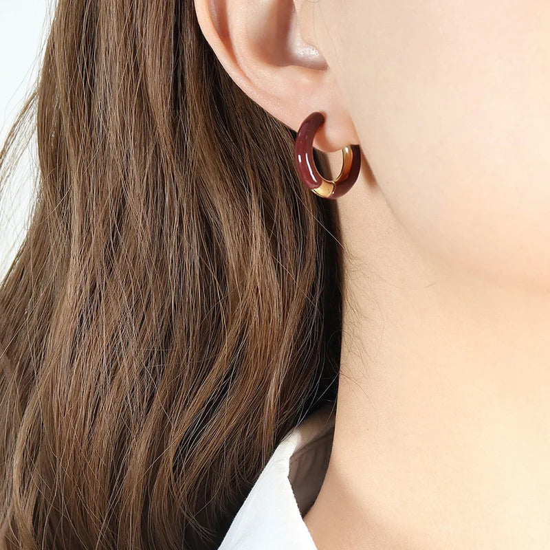 colored earring with gold plated  detail