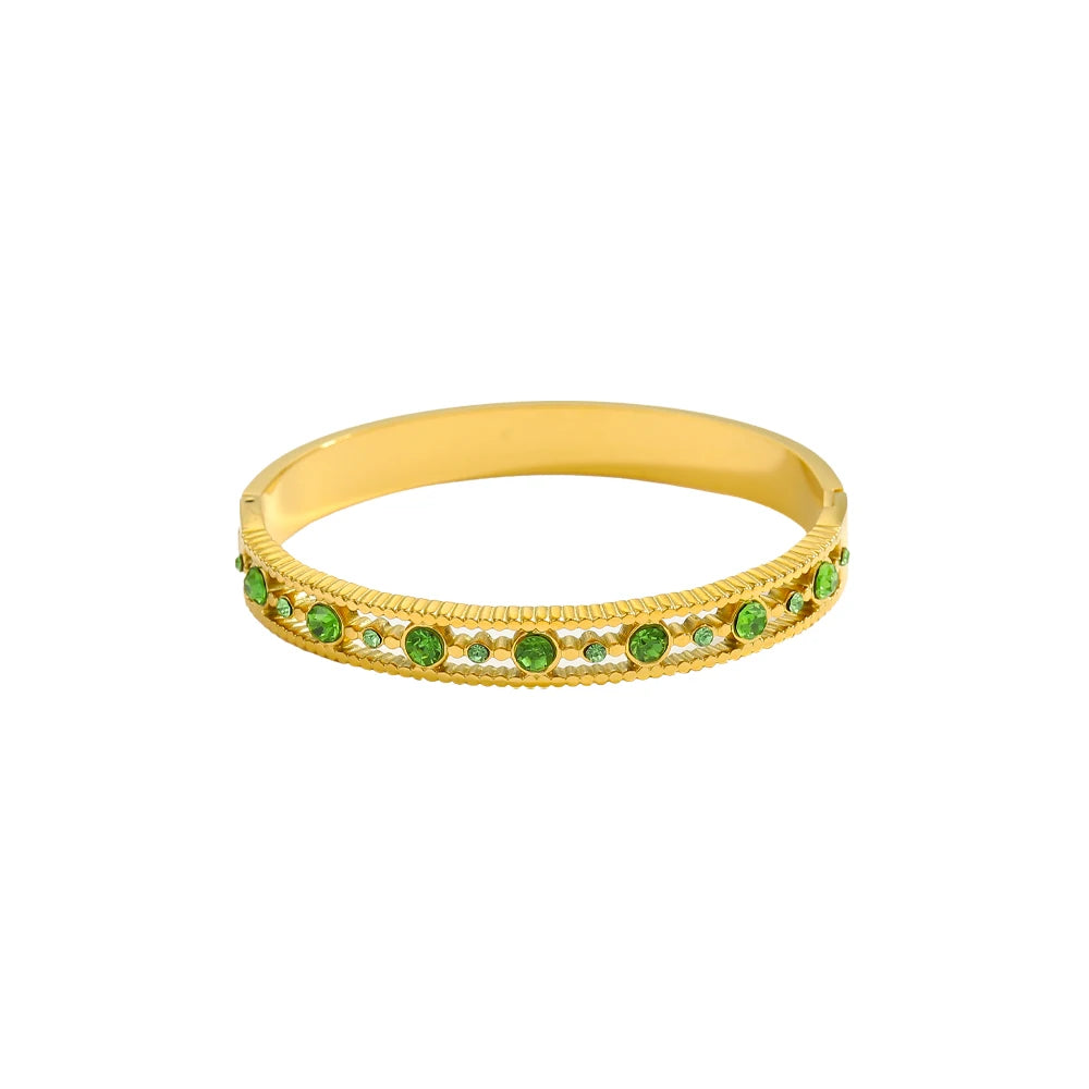 Gold-plated stainless steel bracelet with zircon detail