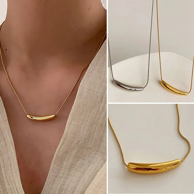 Gold-plated stainless steel pendant necklace 