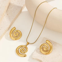 Gold-plated stainless steel pendant necklace and earrings