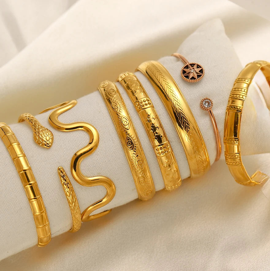 Gold-plated stainless steel cuff bracelet