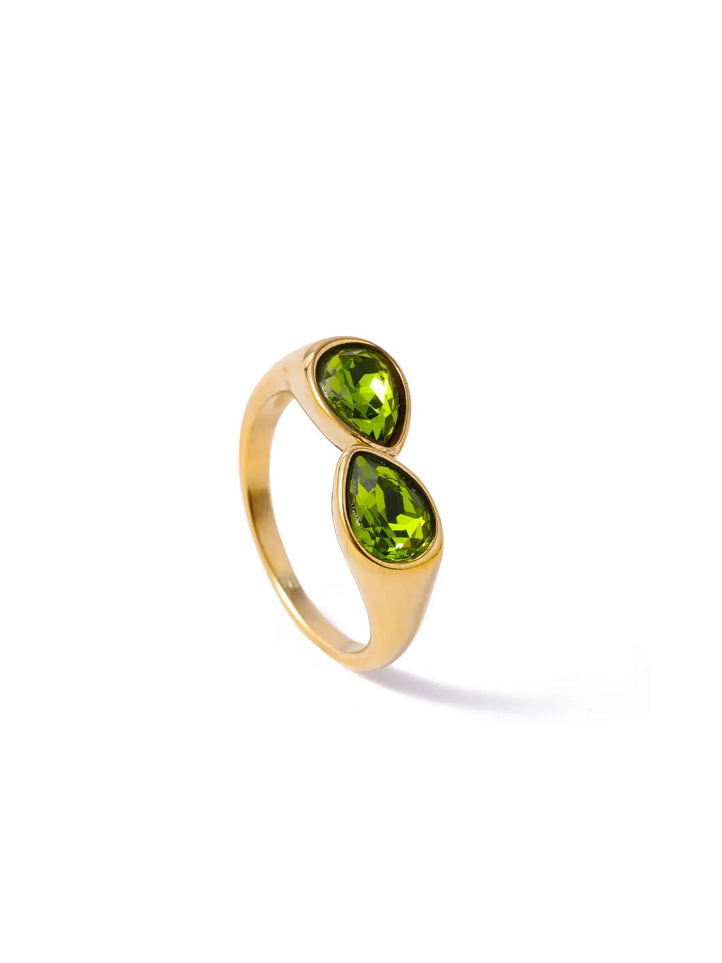 Gold-plated stainless steel ring with colored zircon stones