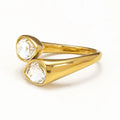 Gold-plated stainless steel ring with colored zircon stones