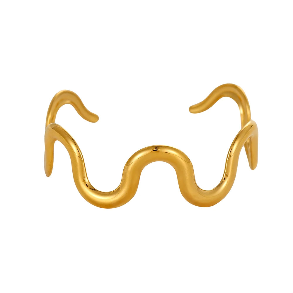 Gold-plated stainless steel cuff bracelet