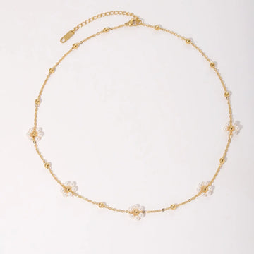 Gold-plated stainless steel floral necklace