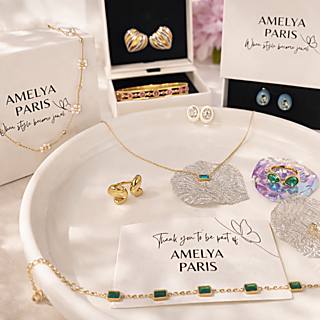 Amelya Paris jewelry bundle preview with necklace, bracelet, ring and earrings