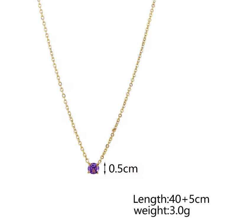 Gold-plated stainless steel necklace with zircon detail