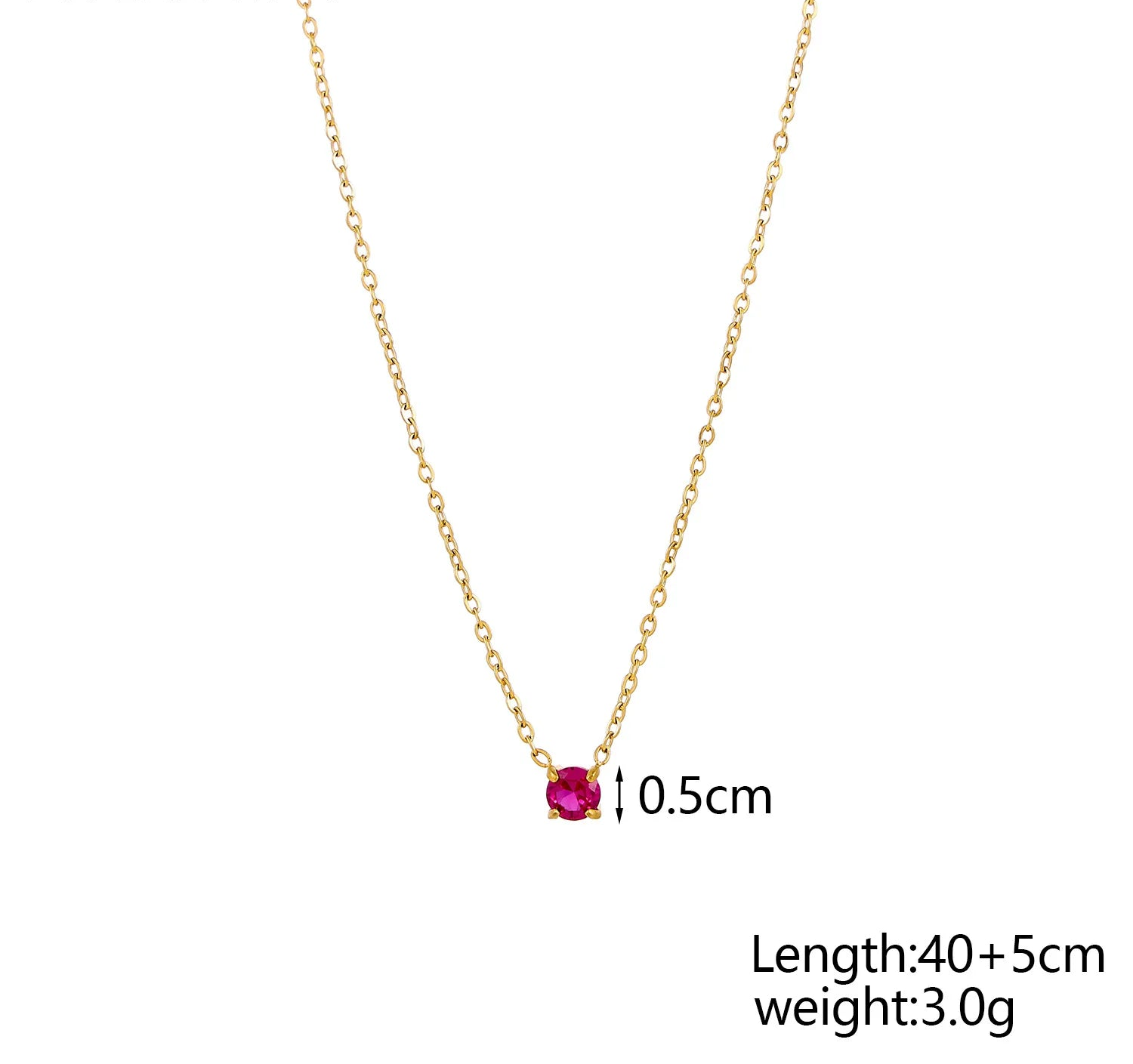 Gold-plated stainless steel necklace with zircon detail