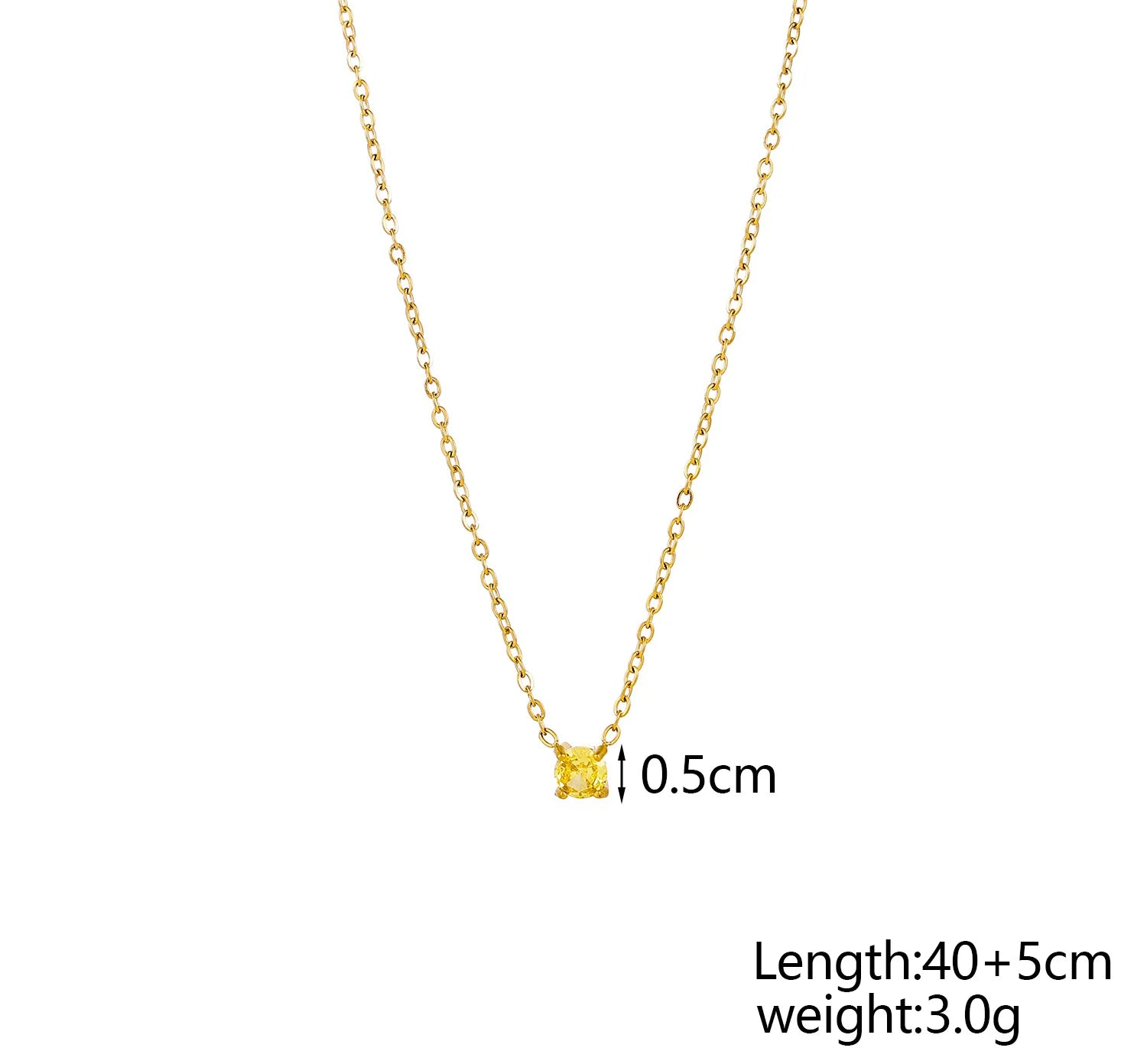 Gold-plated stainless steel necklace with zircon detail
