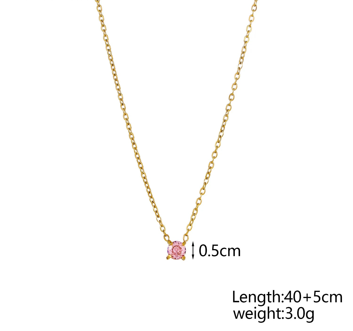 Gold-plated stainless steel necklace with zircon detail
