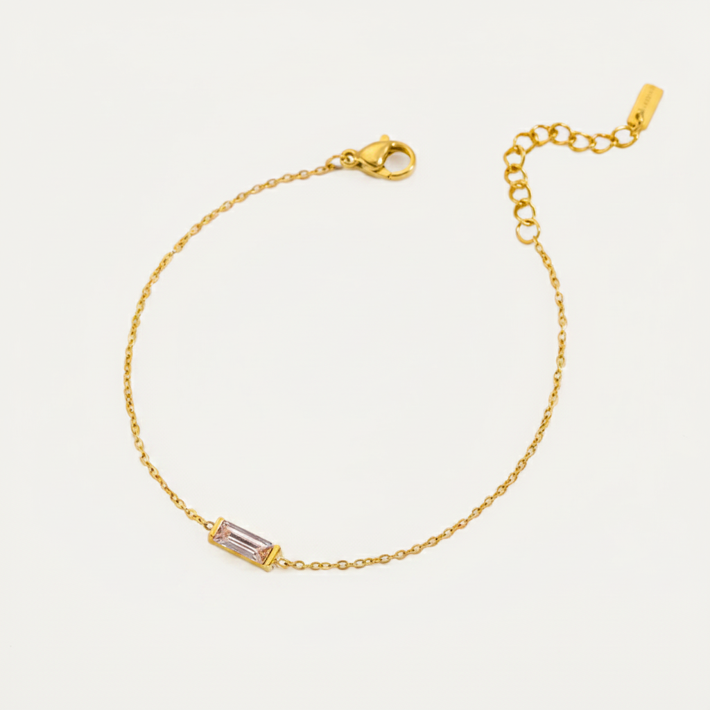 Gold-tone bracelet with colored stone detail