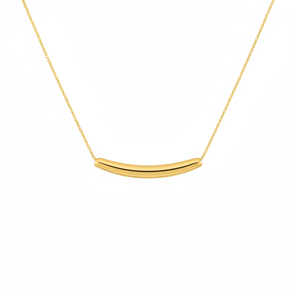 Gold-plated stainless steel pendant necklace with stone detail
