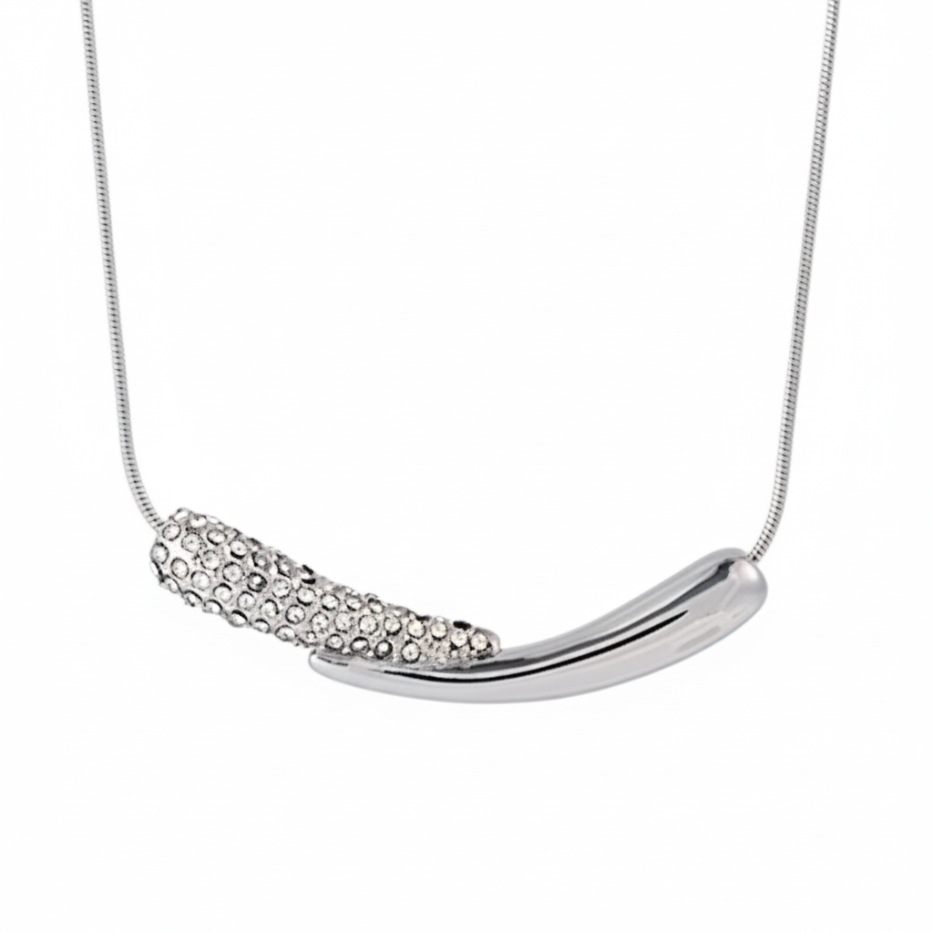 Gold-plated stainless steel pendant necklace with stone detail