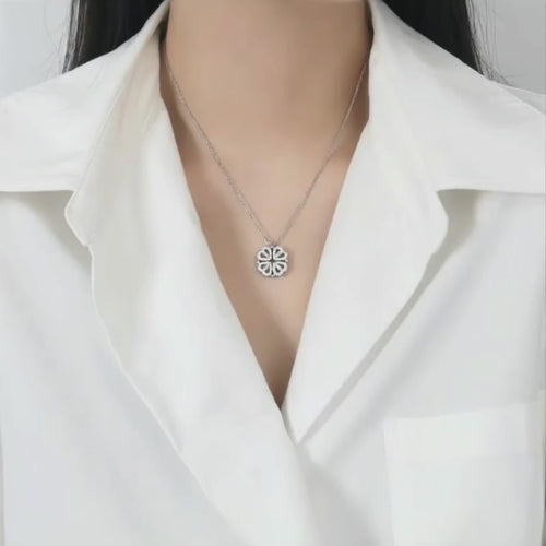 Gold ton or Silver tone floral pendant necklace with zircon detail by Amelya Paris