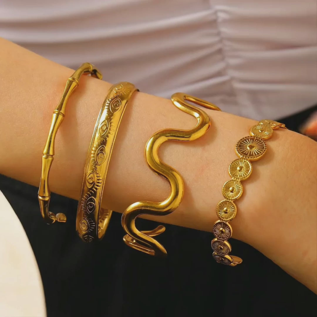Gold-plated stainless steel cuff bracelet