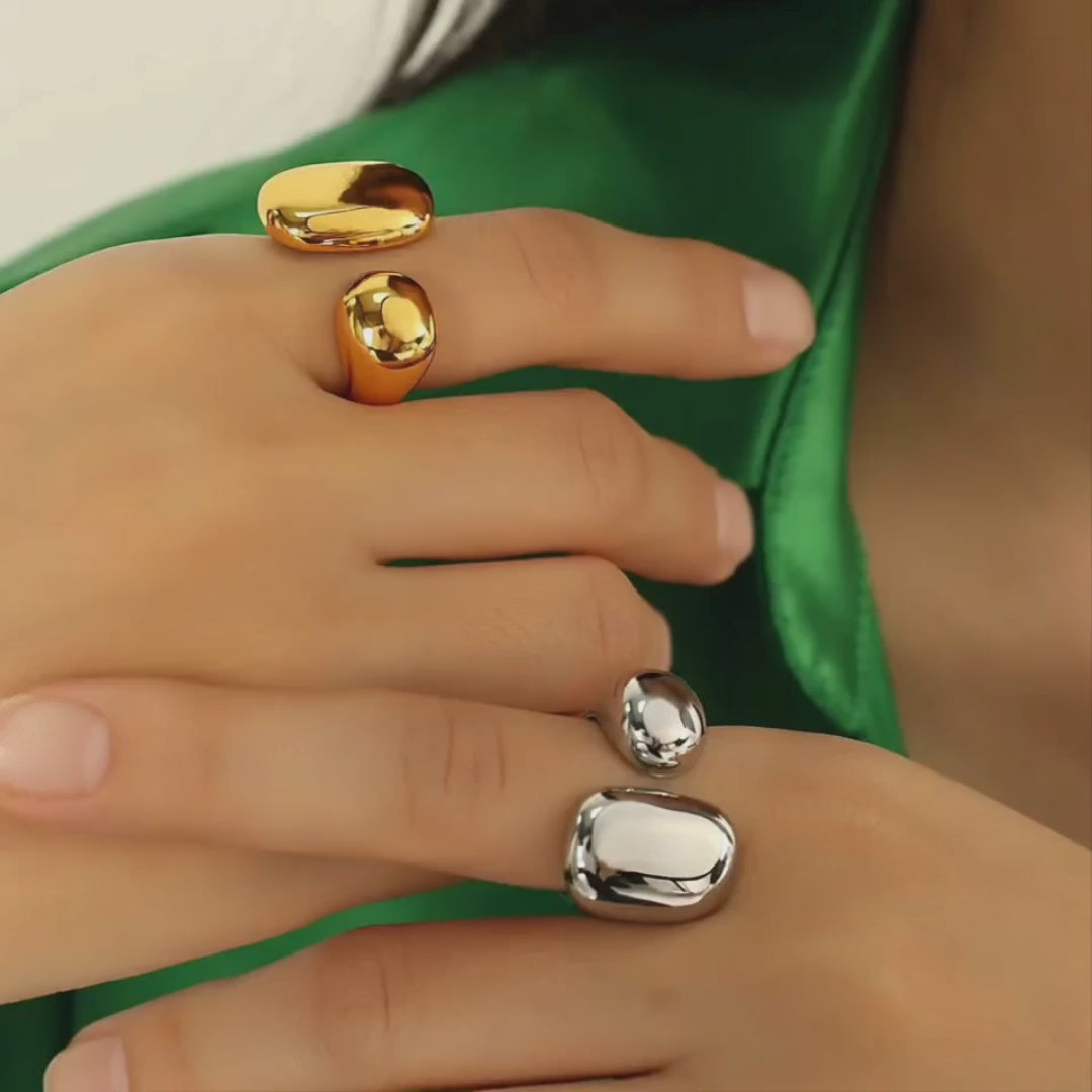 Gold-plated stainless steel ring with smooth finish